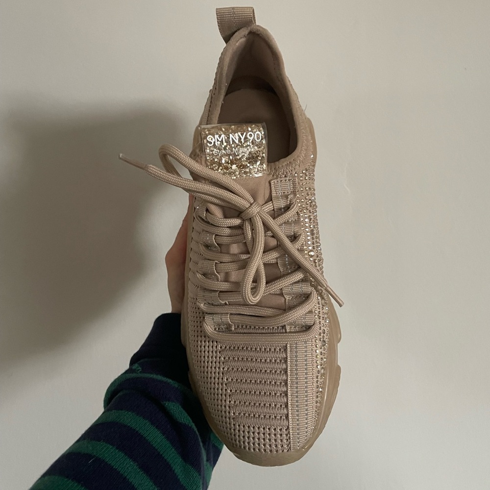 Steve Madden NY 90 Maxima Rhinestone Blush/Beige Women's Sneakers. - Picture 4 of 8